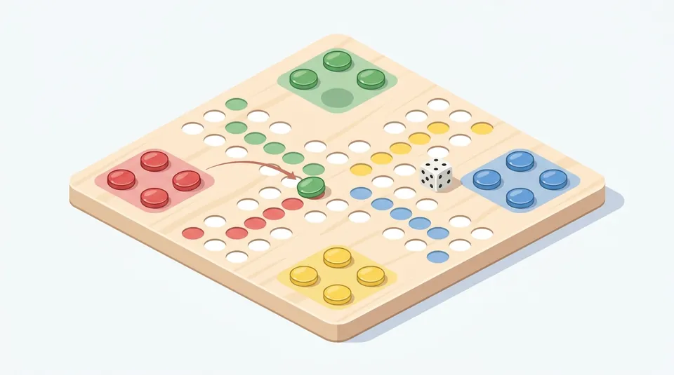 Fia - Push enemies back to their yard - illustrated Ludo board scene