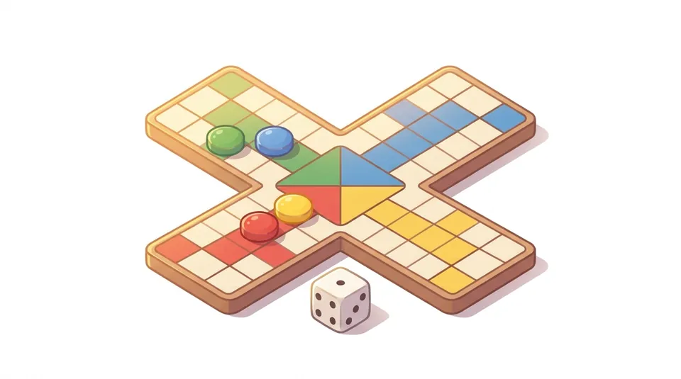 Team Ludo - Use the eight safe squares - illustrated Ludo board scene