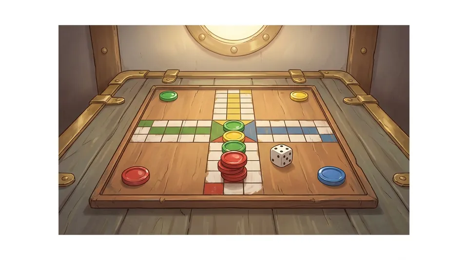 Uckers - Uck lone enemies back to base - illustrated Ludo board scene