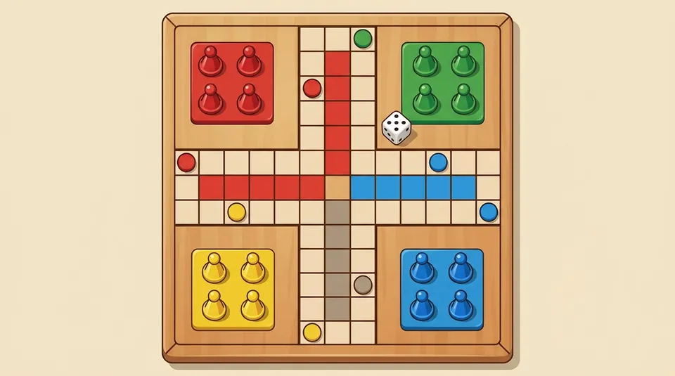 Mensch ärgere Dich nicht rules - illustrated Ludo board overview